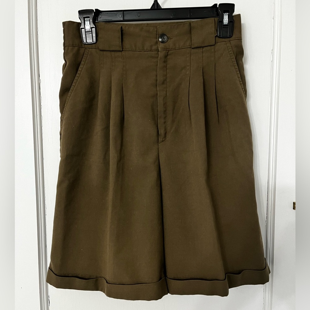 Pleated shorts by Fundamental Things, 10, olive green